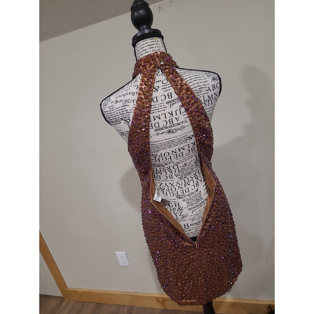 Sherri Hill 11284 Fully Stoned Cocktail dress Bronze Women SZ 6 glam event dress - Picture 6 of 12